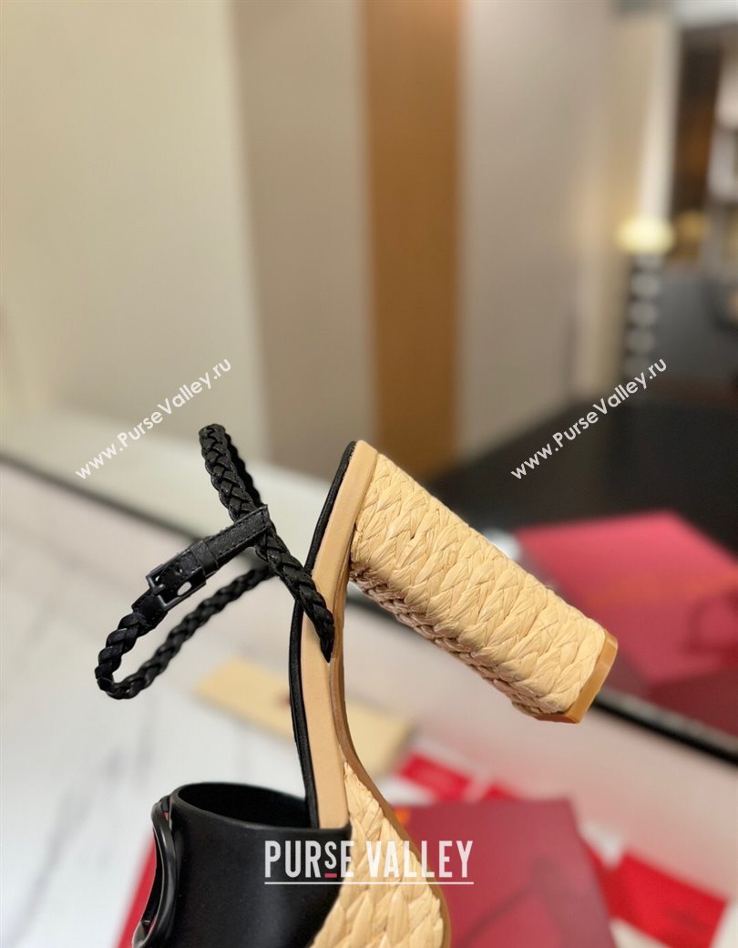 Valentino VLogo Calfskin Leather Platform Sandals 11.5cm Black 2025 VA082112 (MD-250821122)