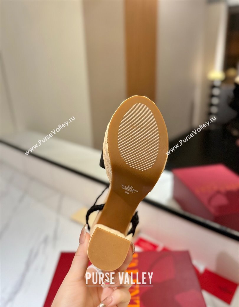 Valentino VLogo Calfskin Leather Platform Sandals 11.5cm Black 2025 VA082112 (MD-250821122)