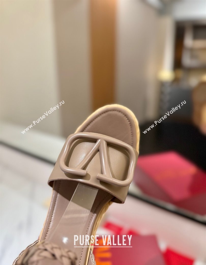 Valentino VLogo Calfskin Leather Wedge Sandals 9cm Dusty Beige 2025 VA082113 (MD-250821130)