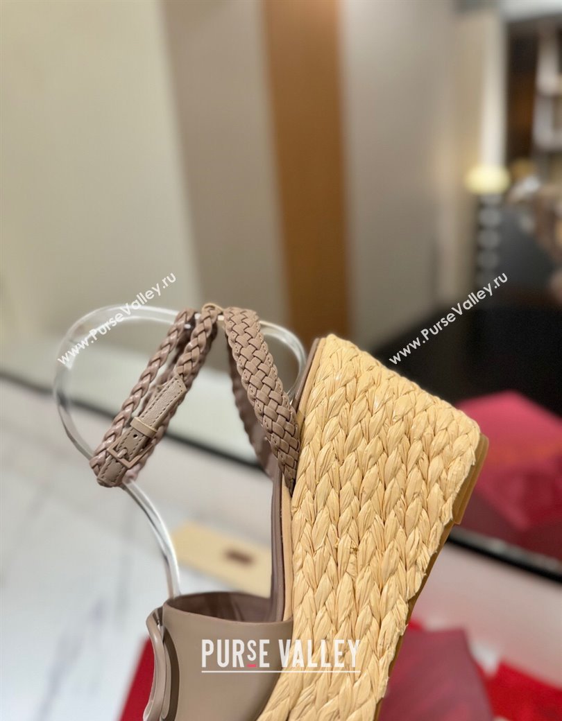 Valentino VLogo Calfskin Leather Wedge Sandals 9cm Dusty Beige 2025 VA082113 (MD-250821130)