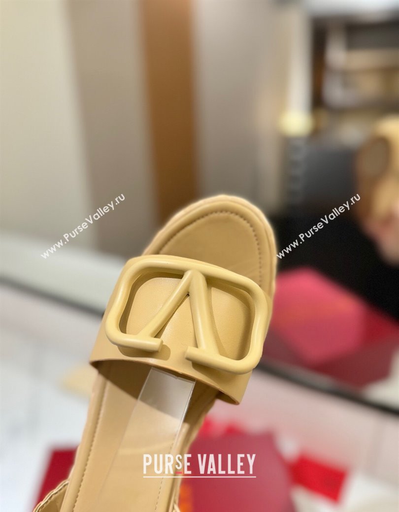 Valentino VLogo Calfskin Leather Wedge Sandals 9cm Yellow 2025 VA082113 (MD-250821132)