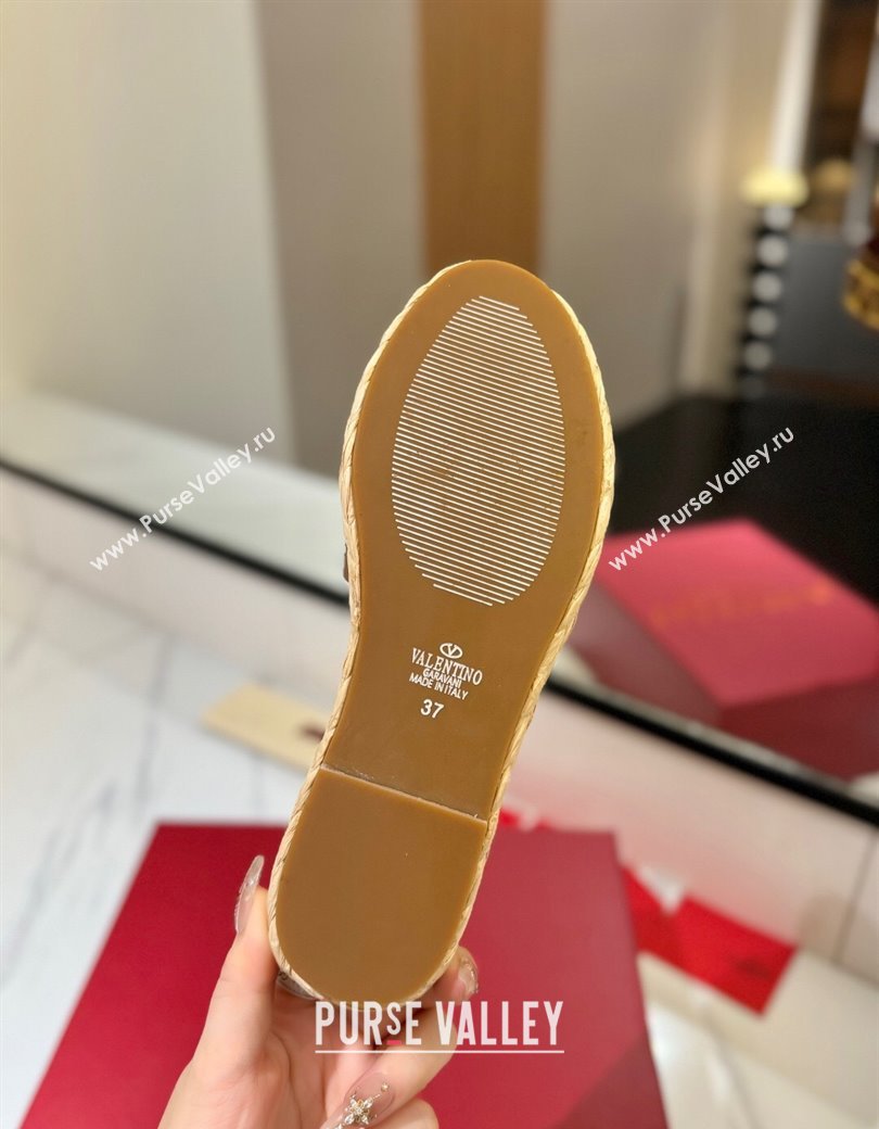 Valentino VLogo Grainy Calfskin Flat Slides Sandal Brown/Gold 2025 VA082114 (MD-250821137)