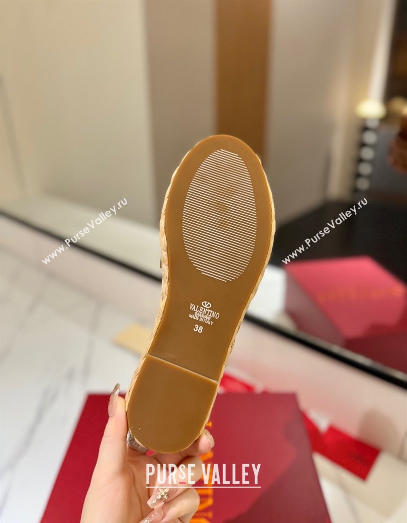 Valentino VLogo Calfskin Leather Flat Slides Sandal Brown 2025 VA082114 (MD-250821142)