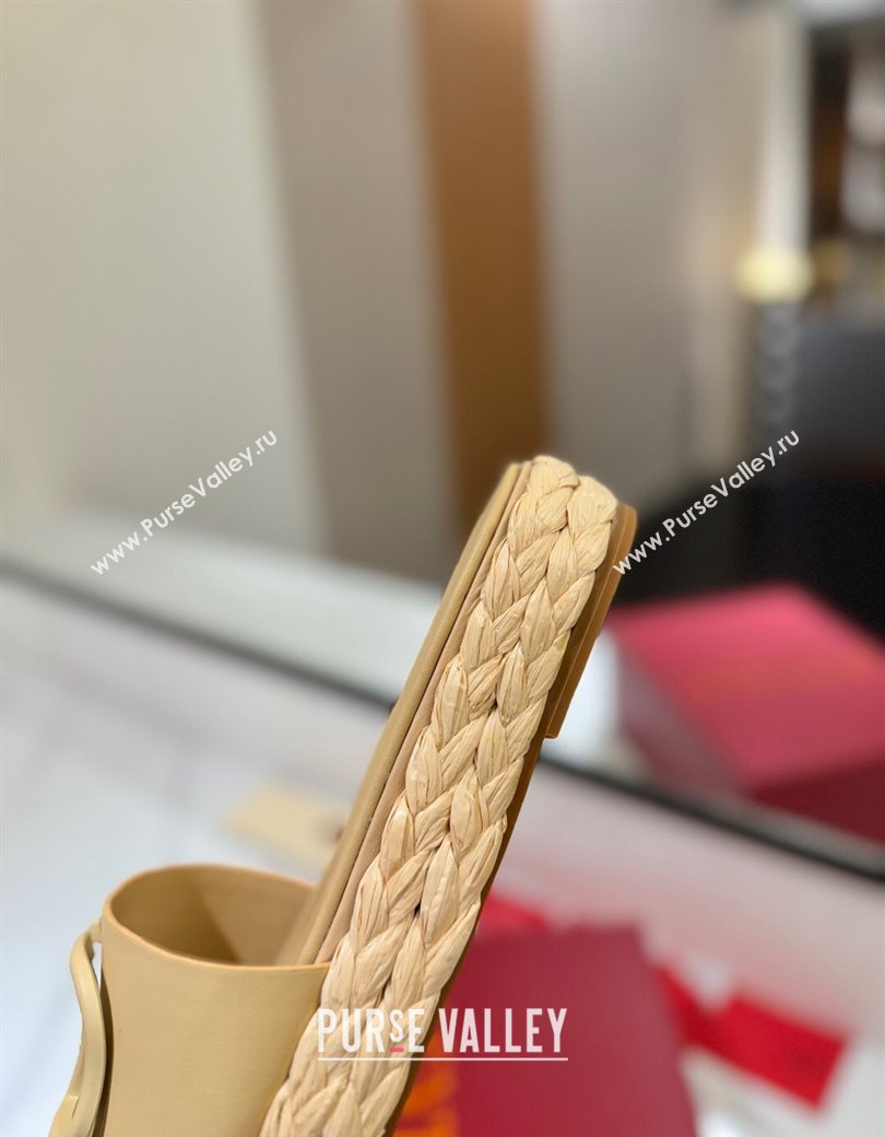 Valentino VLogo Calfskin Leather Flat Slides Sandal Yellow 2025 VA082114 (MD-250821147)