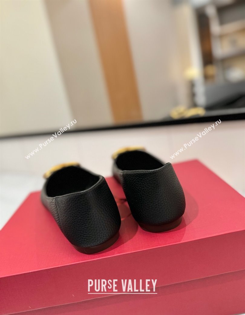 Valentino VLogo Signature Flat Shoes in Grained Calfskin Black 2025 VA082103 (MD-250821016)