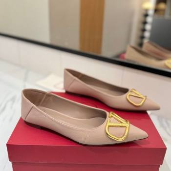 Valentino VLogo Signature Flat Shoes in Grained Calfskin Dusty Nude 2025 VA082103 (MD-250821017)