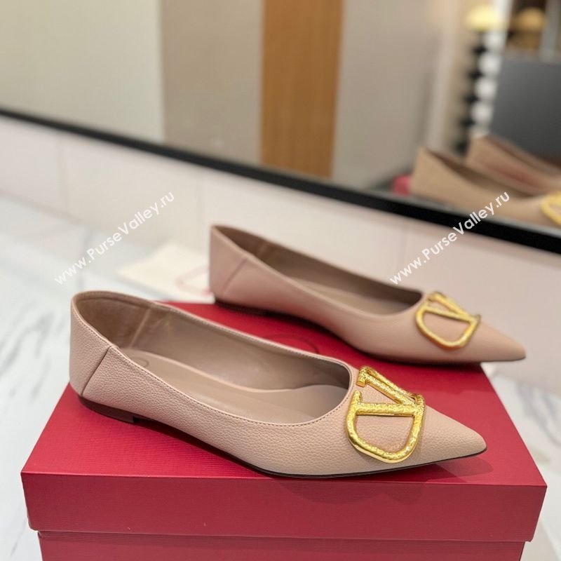 Valentino VLogo Signature Flat Shoes in Grained Calfskin Dusty Nude 2025 VA082103 (MD-250821017)