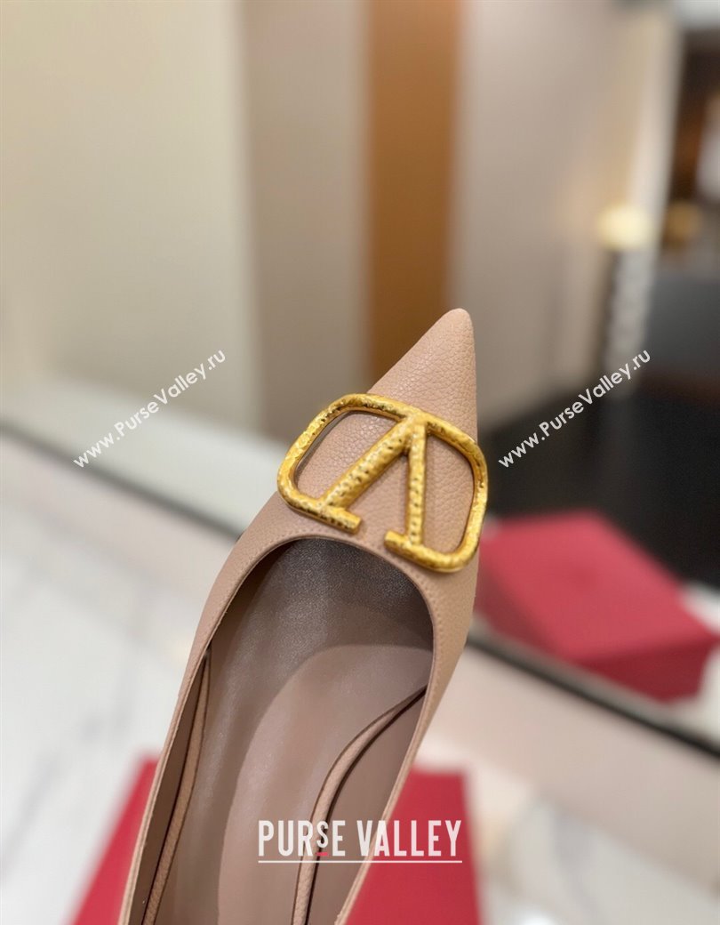 Valentino VLogo Signature Flat Shoes in Grained Calfskin Dusty Nude 2025 VA082103 (MD-250821017)