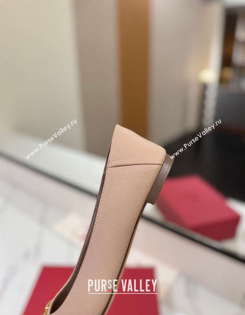 Valentino VLogo Signature Flat Shoes in Grained Calfskin Dusty Nude 2025 VA082103 (MD-250821017)