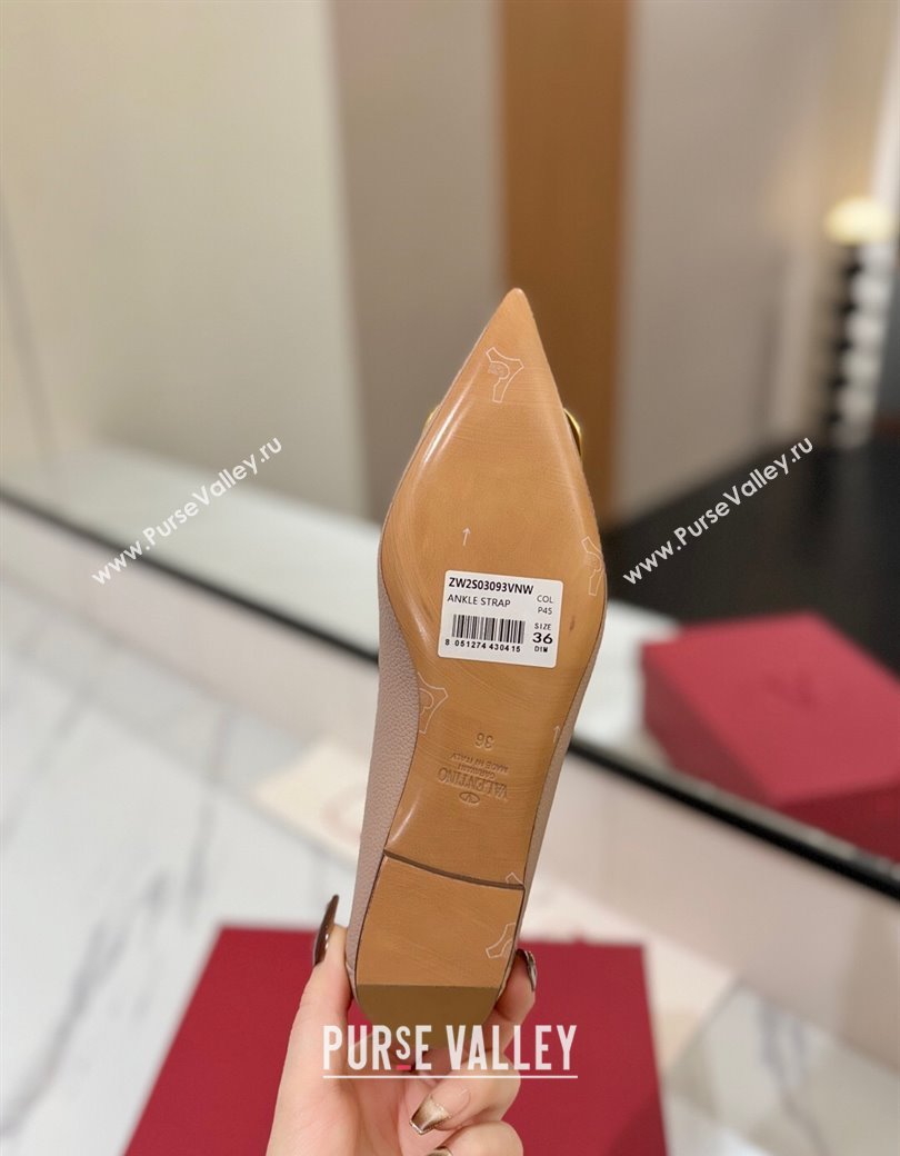 Valentino VLogo Signature Flat Shoes in Grained Calfskin Dusty Nude 2025 VA082103 (MD-250821017)