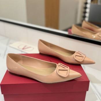 Valentino VLogo Signature Flat Shoes in Patent Calfskin Pale Pink 2025 VA082104 (MD-250821019)