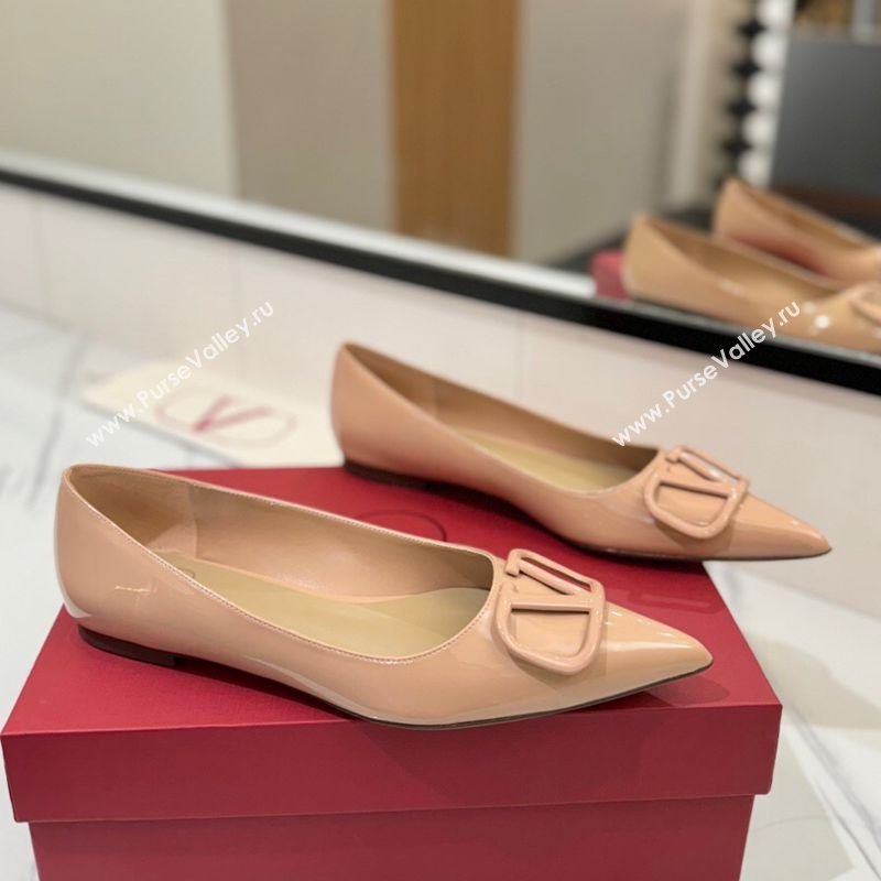 Valentino VLogo Signature Flat Shoes in Patent Calfskin Pale Pink 2025 VA082104 (MD-250821019)