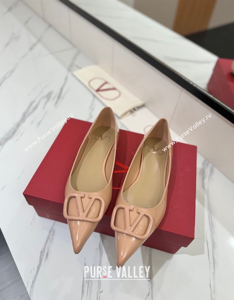 Valentino VLogo Signature Flat Shoes in Patent Calfskin Pale Pink 2025 VA082104 (MD-250821019)