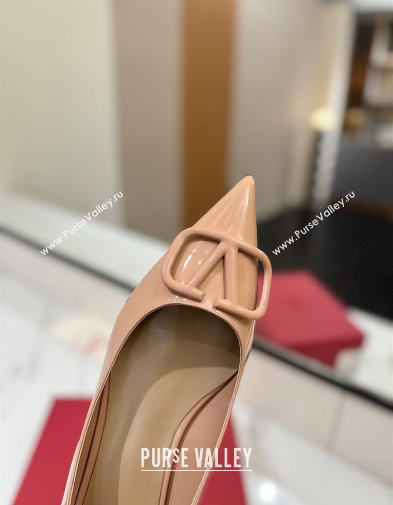 Valentino VLogo Signature Flat Shoes in Patent Calfskin Pale Pink 2025 VA082104 (MD-250821019)