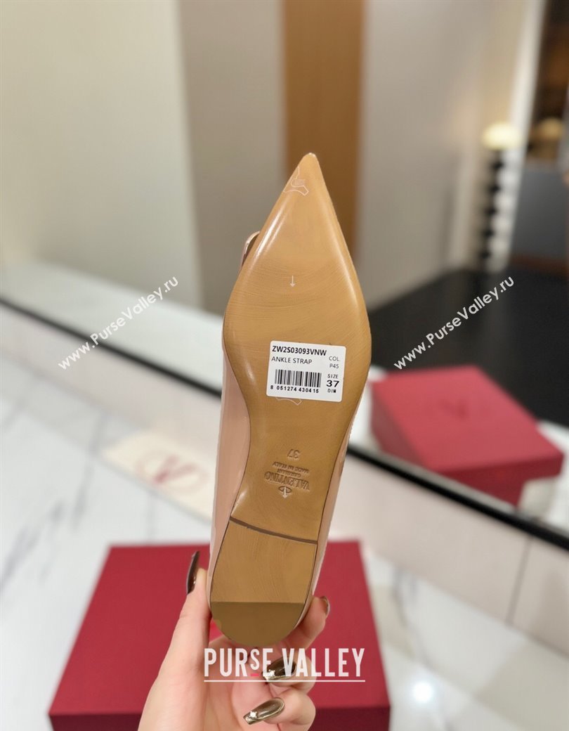 Valentino VLogo Signature Flat Shoes in Patent Calfskin Pale Pink 2025 VA082104 (MD-250821019)