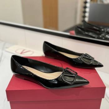 Valentino VLogo Signature Flat Shoes in Patent Calfskin Black 2025 VA082104 (MD-250821020)