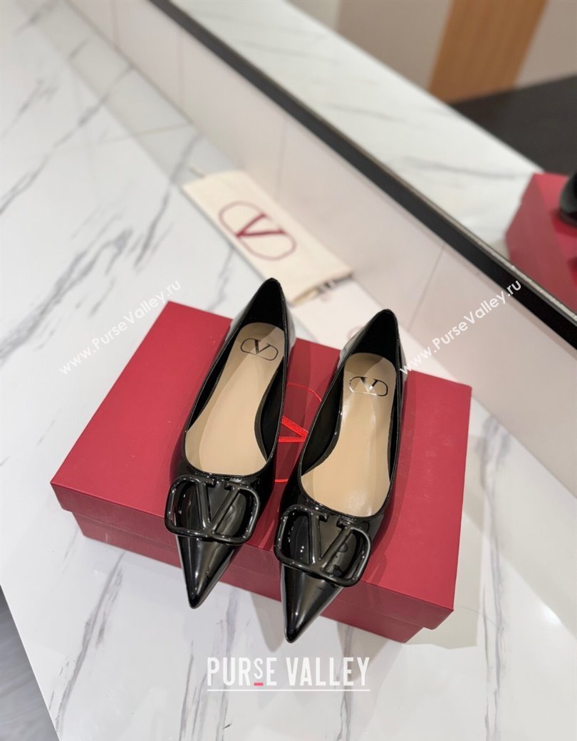 Valentino VLogo Signature Flat Shoes in Patent Calfskin Black 2025 VA082104 (MD-250821020)