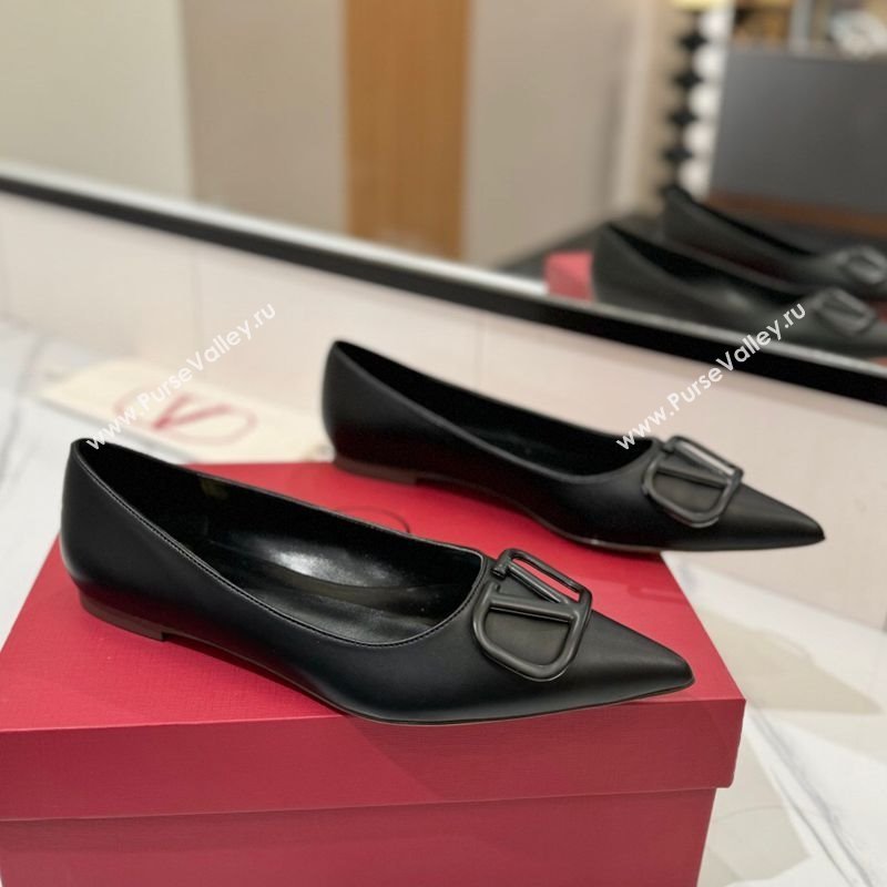 Valentino VLogo Signature Flat Shoes in Calfskin Leather All Black 2025 VA082104 (MD-250821023)