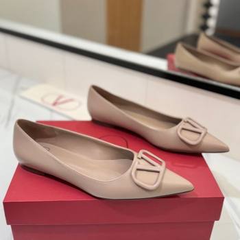 Valentino VLogo Signature Flat Shoes in Calfskin Leather Dusty Nude 2025 VA082104 (MD-250821024)