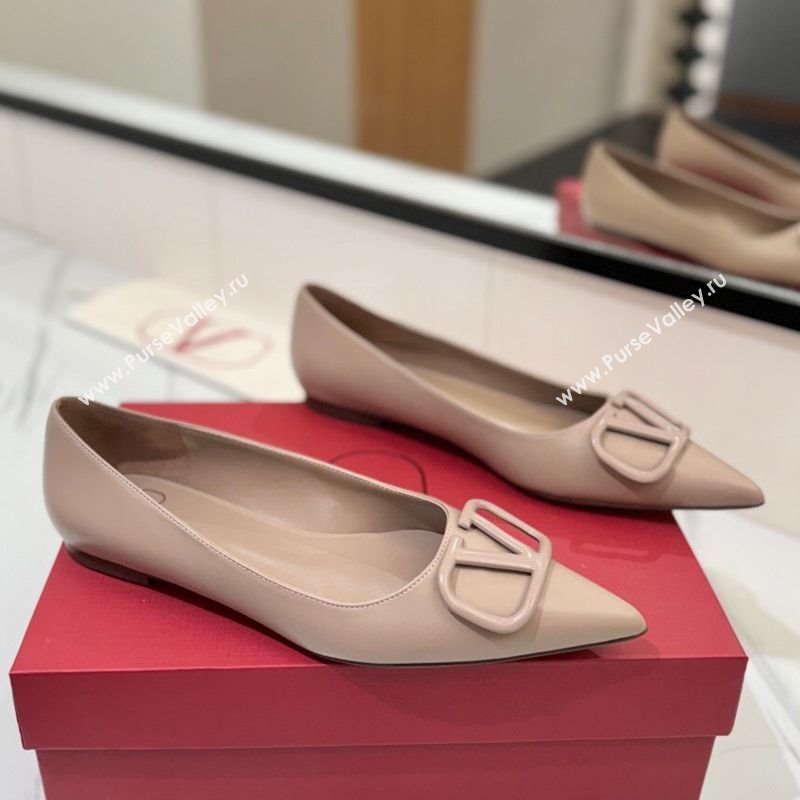 Valentino VLogo Signature Flat Shoes in Calfskin Leather Dusty Nude 2025 VA082104 (MD-250821024)