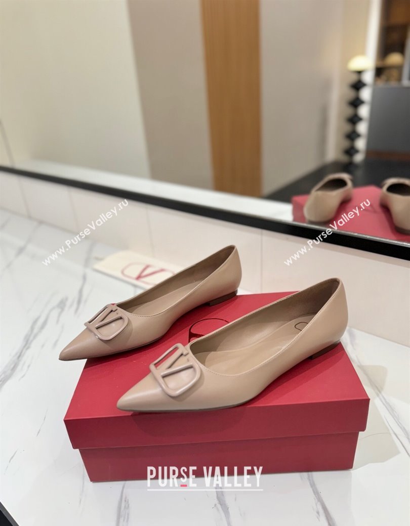 Valentino VLogo Signature Flat Shoes in Calfskin Leather Dusty Nude 2025 VA082104 (MD-250821024)