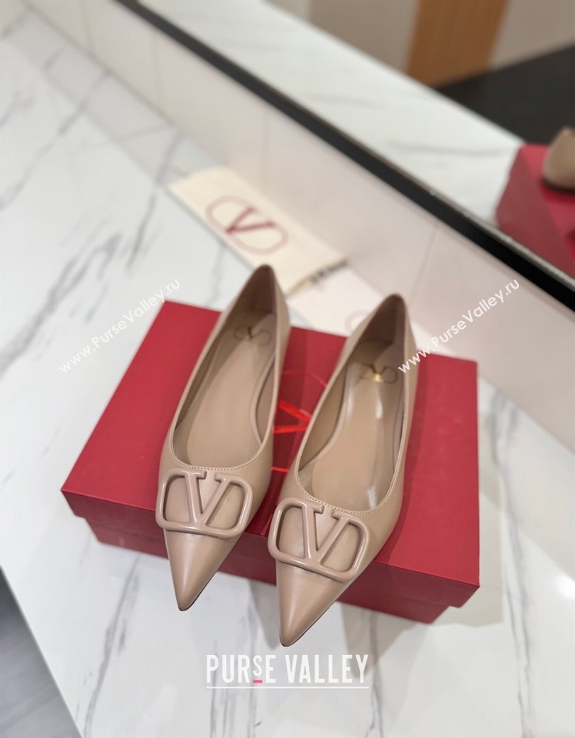 Valentino VLogo Signature Flat Shoes in Calfskin Leather Dusty Nude 2025 VA082104 (MD-250821024)