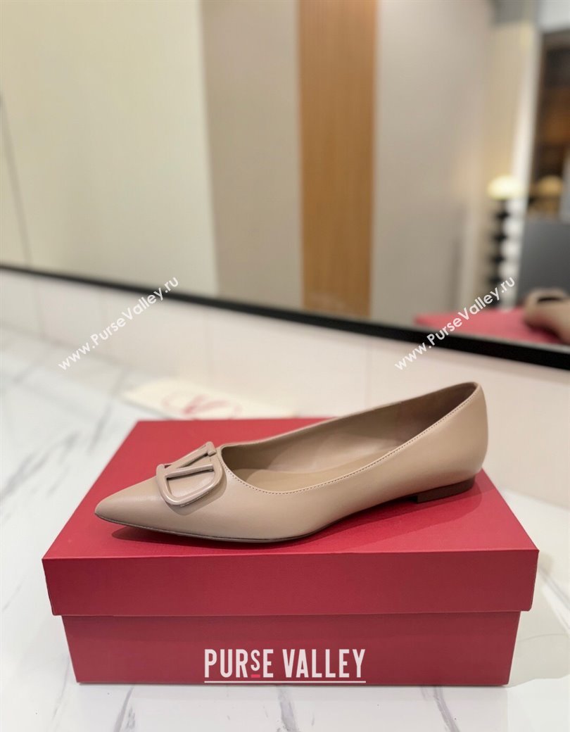 Valentino VLogo Signature Flat Shoes in Calfskin Leather Dusty Nude 2025 VA082104 (MD-250821024)