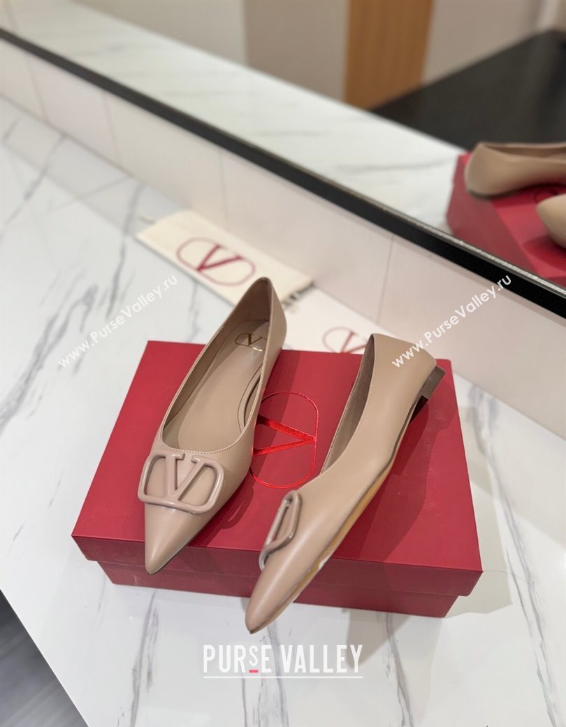 Valentino VLogo Signature Flat Shoes in Calfskin Leather Dusty Nude 2025 VA082104 (MD-250821024)