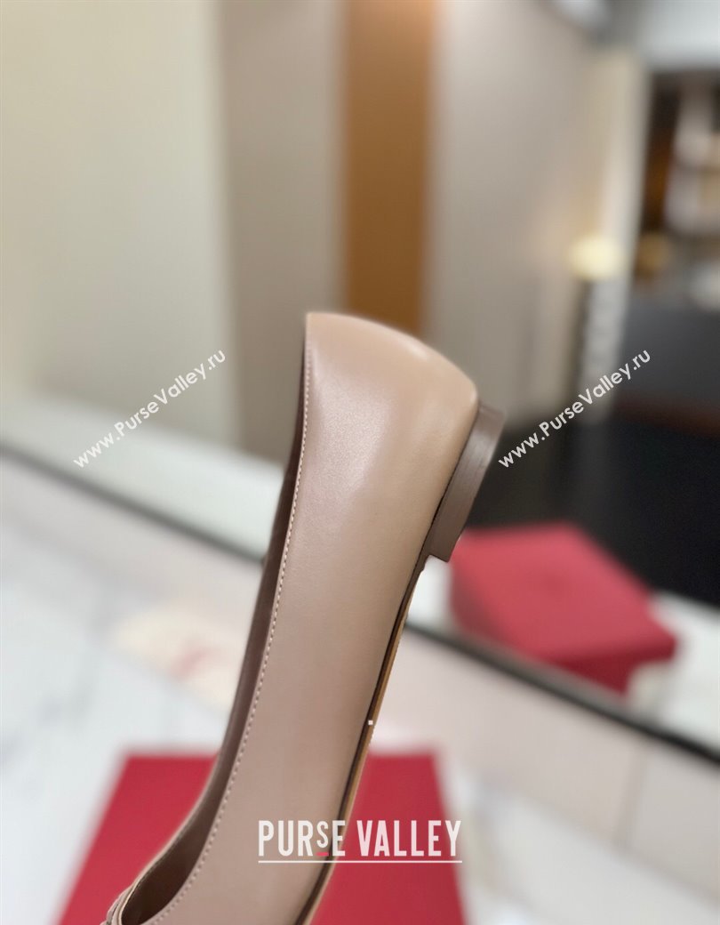 Valentino VLogo Signature Flat Shoes in Calfskin Leather Dusty Nude 2025 VA082104 (MD-250821024)