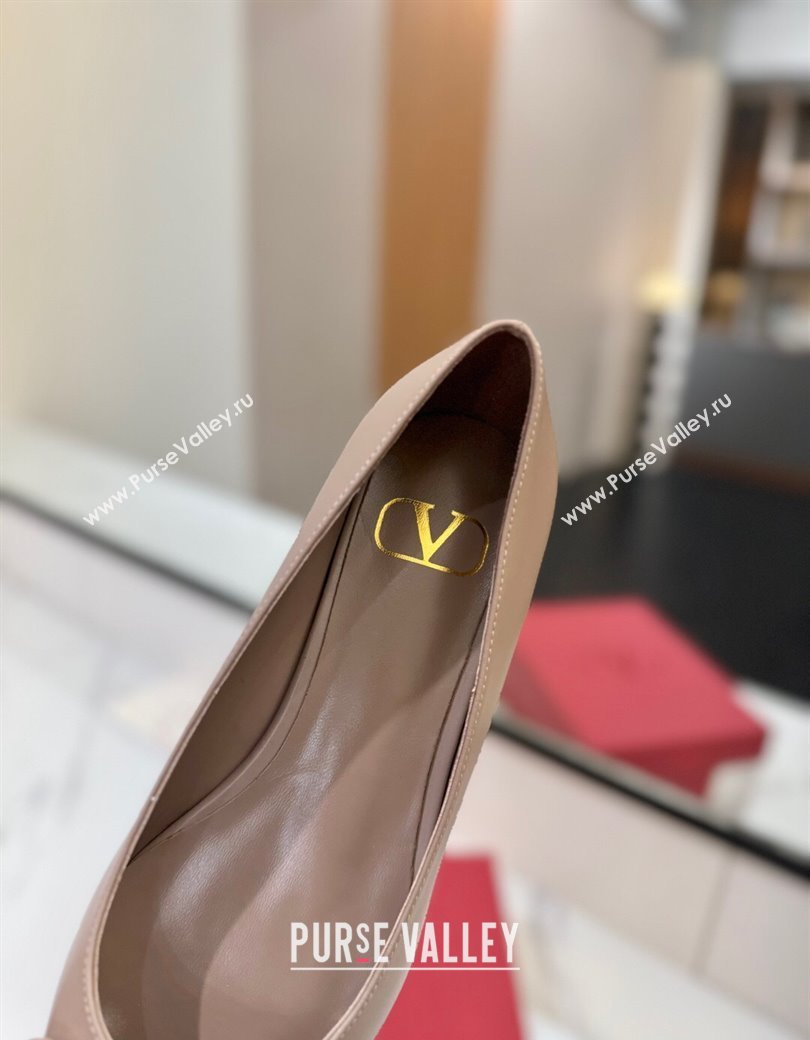 Valentino VLogo Signature Flat Shoes in Calfskin Leather Dusty Nude 2025 VA082104 (MD-250821024)