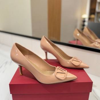 Valentino VLogo Signature Pumps 7.5cm in Patent Calfskin Pale Pink 2025 VA082104 (MD-250821033)