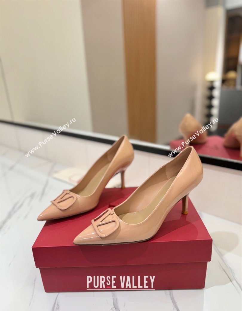 Valentino VLogo Signature Pumps 7.5cm in Patent Calfskin Pale Pink 2025 VA082104 (MD-250821033)