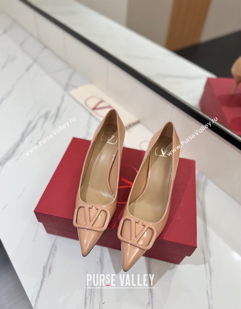 Valentino VLogo Signature Pumps 7.5cm in Patent Calfskin Pale Pink 2025 VA082104 (MD-250821033)