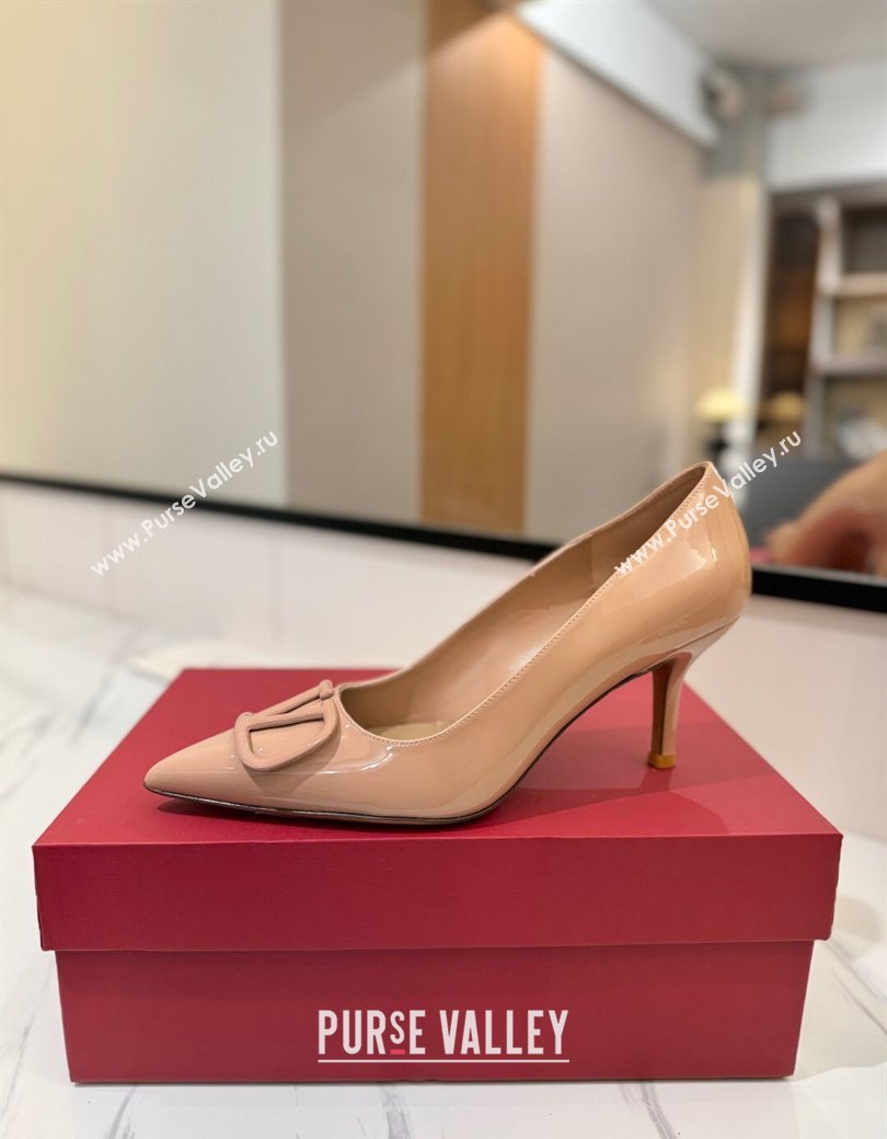 Valentino VLogo Signature Pumps 7.5cm in Patent Calfskin Pale Pink 2025 VA082104 (MD-250821033)