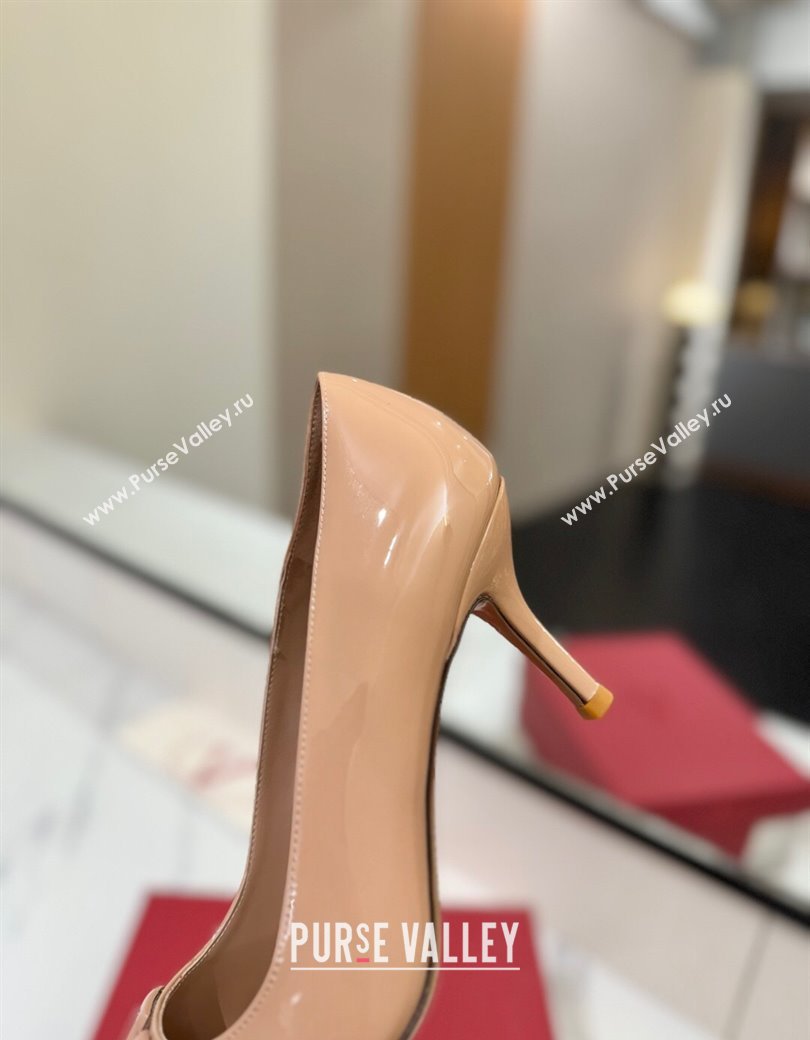 Valentino VLogo Signature Pumps 7.5cm in Patent Calfskin Pale Pink 2025 VA082104 (MD-250821033)