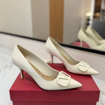 Valentino VLogo Signature Pumps 7.5cm in Patent Calfskin White 2025 VA082104 (MD-250821034)