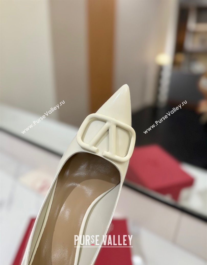 Valentino VLogo Signature Pumps 7.5cm in Patent Calfskin White 2025 VA082104 (MD-250821034)