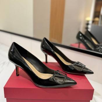 Valentino VLogo Signature Pumps 7.5cm in Patent Calfskin All Black 2025 VA082104 (MD-250821036)