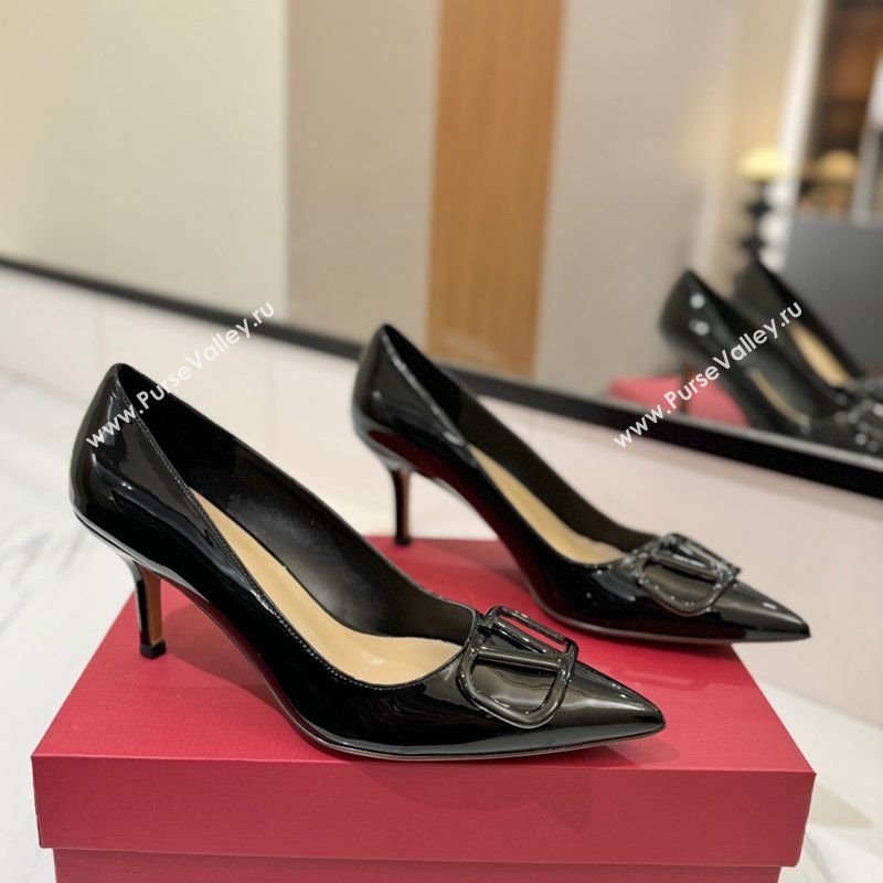Valentino VLogo Signature Pumps 7.5cm in Patent Calfskin All Black 2025 VA082104 (MD-250821036)