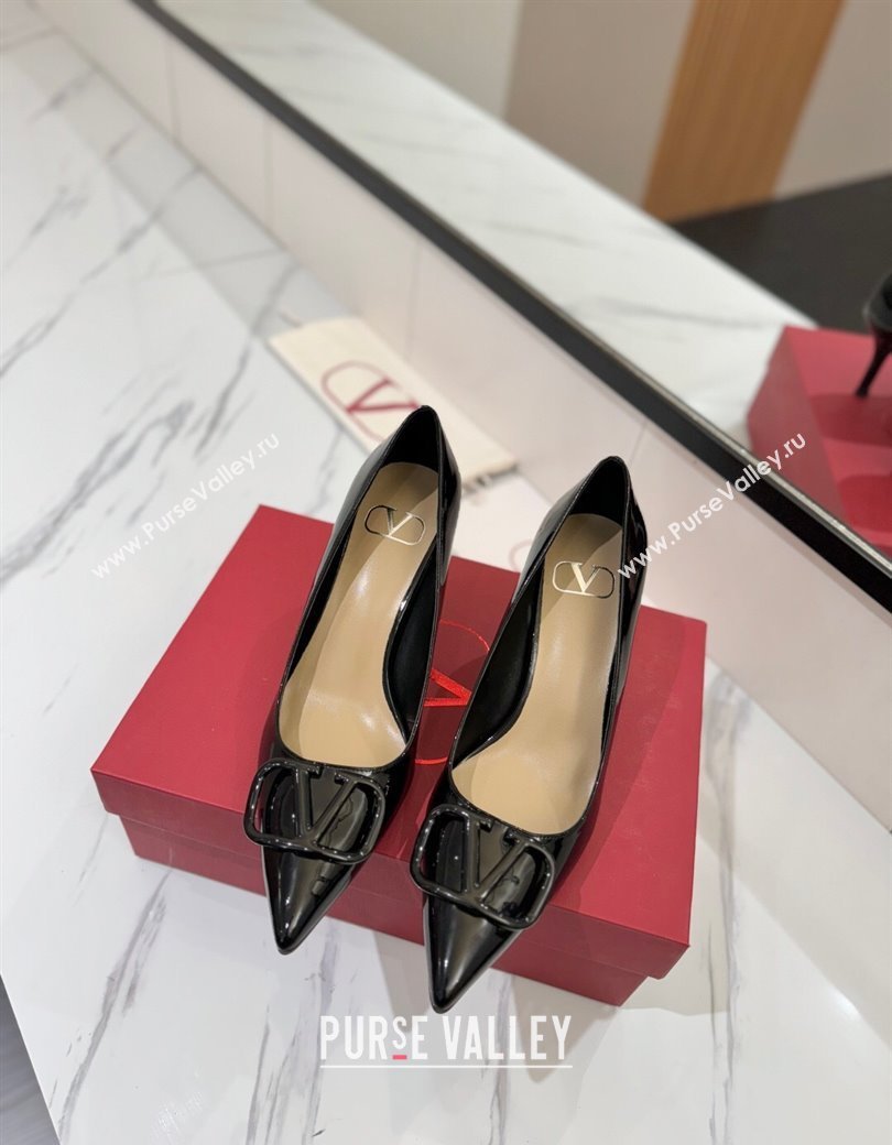 Valentino VLogo Signature Pumps 7.5cm in Patent Calfskin All Black 2025 VA082104 (MD-250821036)
