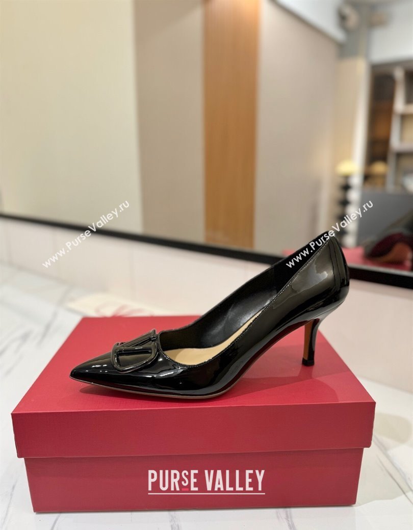 Valentino VLogo Signature Pumps 7.5cm in Patent Calfskin All Black 2025 VA082104 (MD-250821036)
