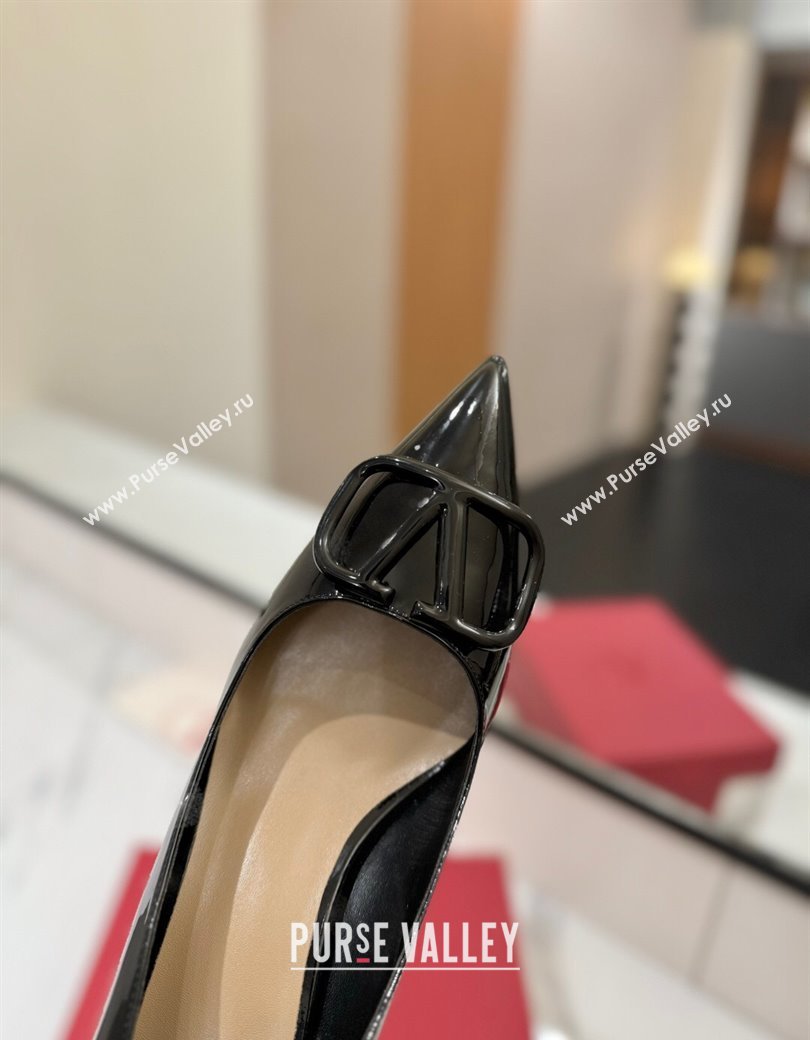 Valentino VLogo Signature Pumps 7.5cm in Patent Calfskin All Black 2025 VA082104 (MD-250821036)