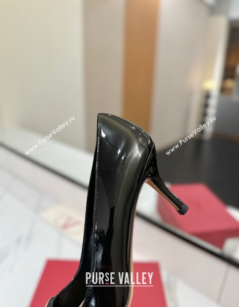 Valentino VLogo Signature Pumps 7.5cm in Patent Calfskin All Black 2025 VA082104 (MD-250821036)