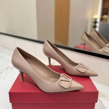Valentino VLogo Signature Pumps 7.5cm in Calfskin Leather Light Pink 2025 VA082104 (MD-250821026)