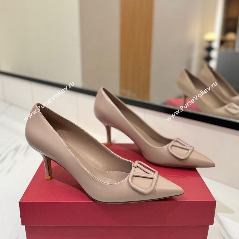 Valentino VLogo Signature Pumps 7.5cm in Calfskin Leather Light Pink 2025 VA082104 (MD-250821026)