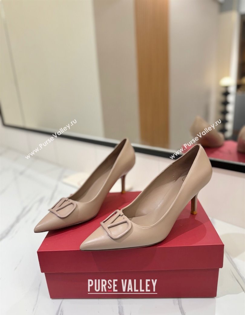 Valentino VLogo Signature Pumps 7.5cm in Calfskin Leather Light Pink 2025 VA082104 (MD-250821026)