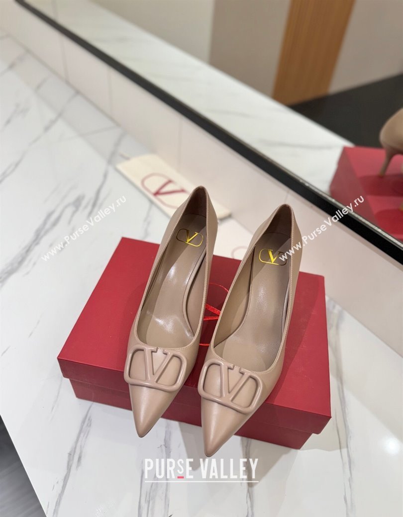 Valentino VLogo Signature Pumps 7.5cm in Calfskin Leather Light Pink 2025 VA082104 (MD-250821026)