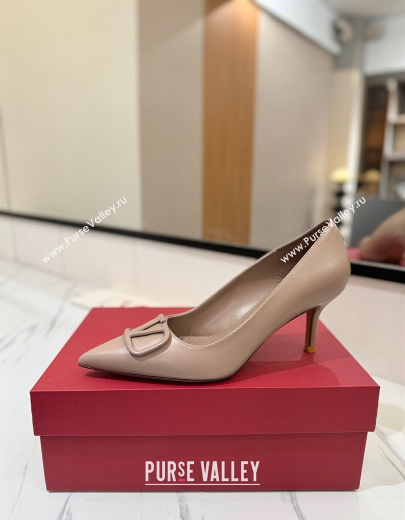 Valentino VLogo Signature Pumps 7.5cm in Calfskin Leather Light Pink 2025 VA082104 (MD-250821026)