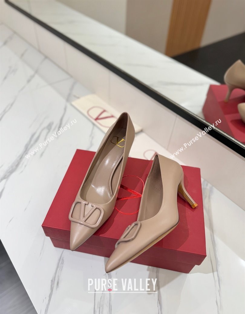 Valentino VLogo Signature Pumps 7.5cm in Calfskin Leather Light Pink 2025 VA082104 (MD-250821026)