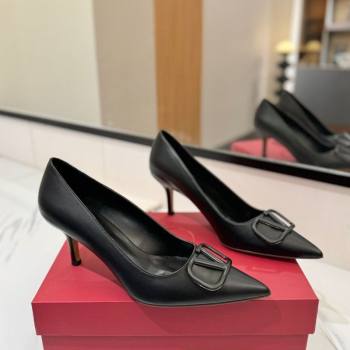 Valentino VLogo Signature Pumps 7.5cm in Calfskin Leather All Black 2025 VA082104 (MD-250821027)